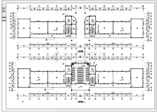 【5层】3294.6平米五层框架综合教学楼工程量计算及施工组织（含cad建筑结构图、平面图、进度图、网络图）-图一