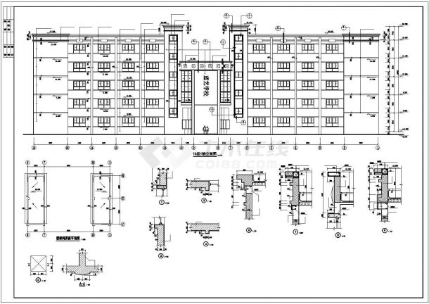 【5层】3294.6平米五层框架综合教学楼工程量计算及施工组织（含cad建筑结构图、平面图、进度图、网络图）-图二