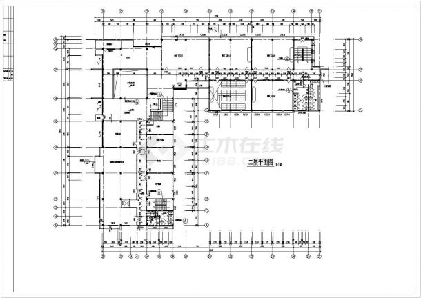 四层V型图书馆建筑设计施工图-图二