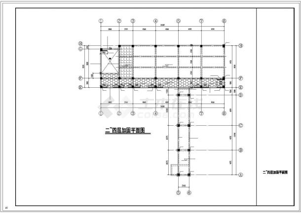 [上海]五层框架结构教学楼结构改造加固施工cad图纸-图一