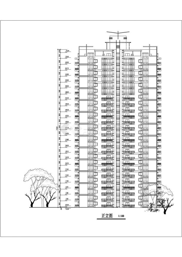 嘉兴市某小区2.2万平米25+1层框架结构住宅楼平立面设计CAD图纸-图二