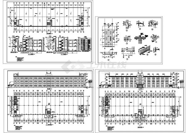 某三层框架结构工业厂房设计cad全套建筑施工图纸（标注详细）-图一