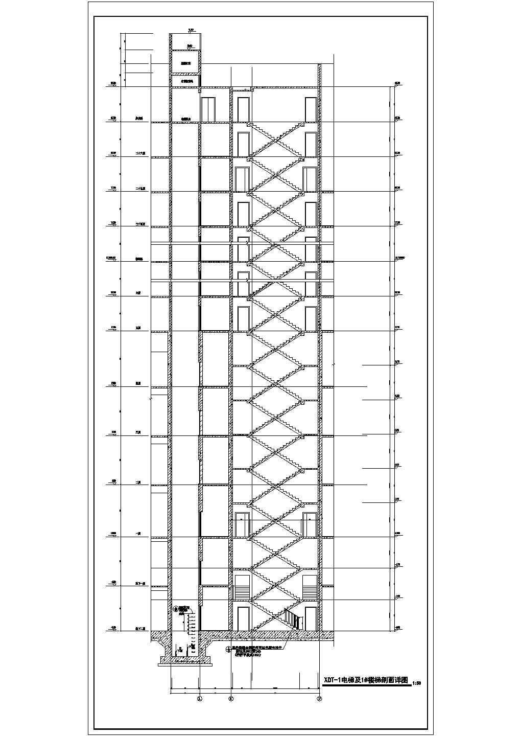 北京某小区5400平米2层框剪结构地下车库全套建筑设计CAD图纸