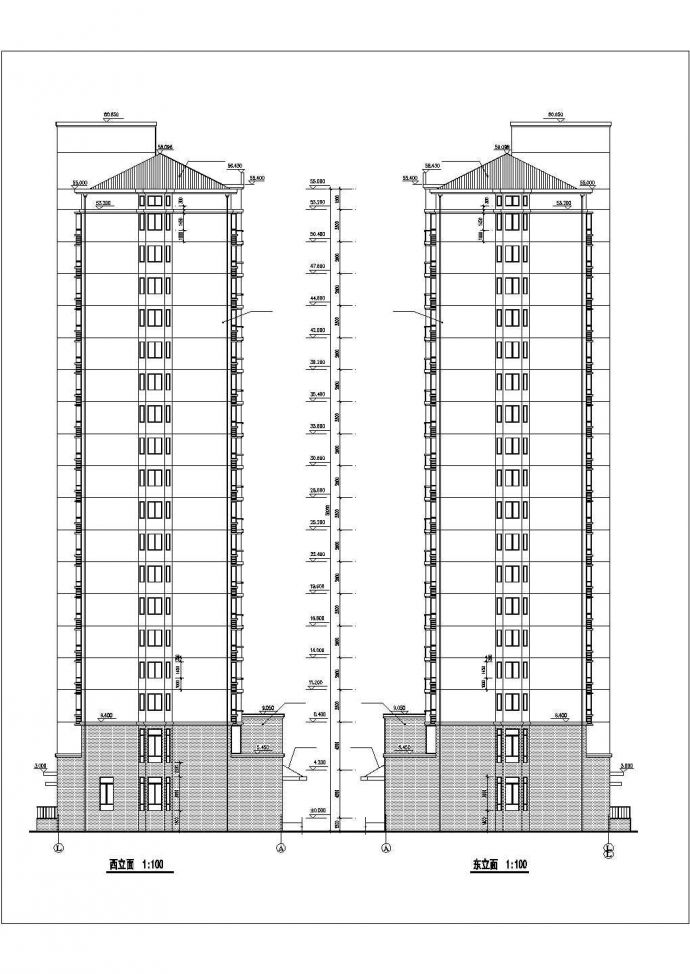 杭州市某小区1.3万平米18+1层框架结构住宅楼建筑设计CAD图纸_图1