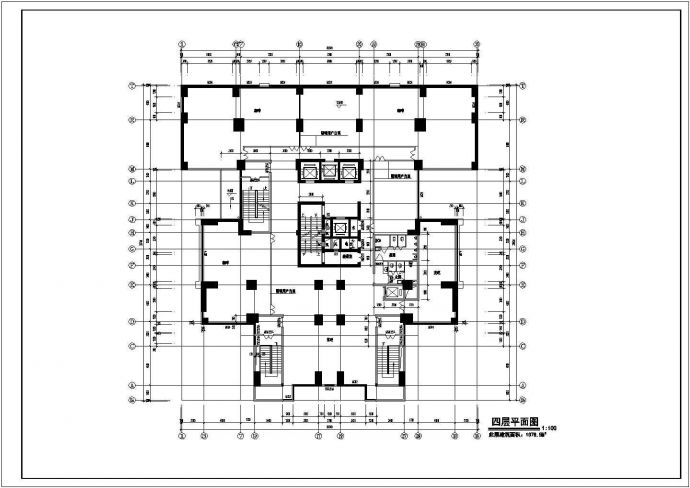 2.3万平米左右26+1层框架结构商住楼平立剖面设计CAD图纸（1-4层商用）_图1