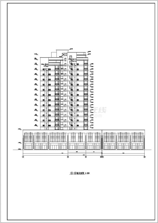 1.6万平米18层框剪结构商住楼全套建筑设计CAD图纸（1-2层商用）-图二