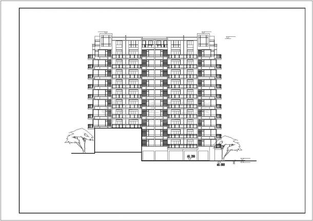 9200平米11层框架结构商住楼平立剖面设计CAD图纸（1-2层商用）-图二