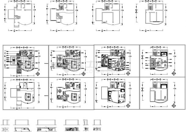 竹苑小区多层别墅住宅建筑设计施工cad图纸，共十五张-图一