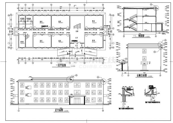 某三层砖混结构综合教学楼建筑方案图（高11米）-图二