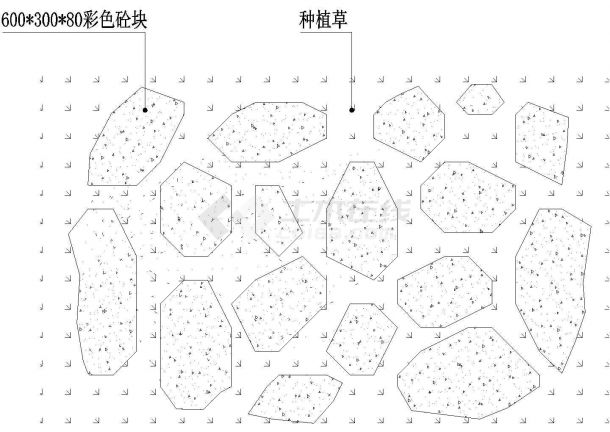 某精美乱石纹砼散步道CAD参考样图-图二