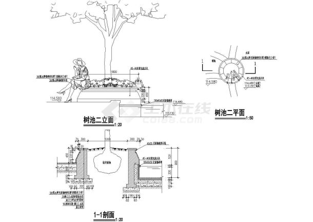 某公园大型圆形树池方案图-图一