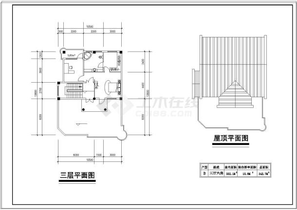 地中海风格别墅建筑施工cad图纸两种户型-图一