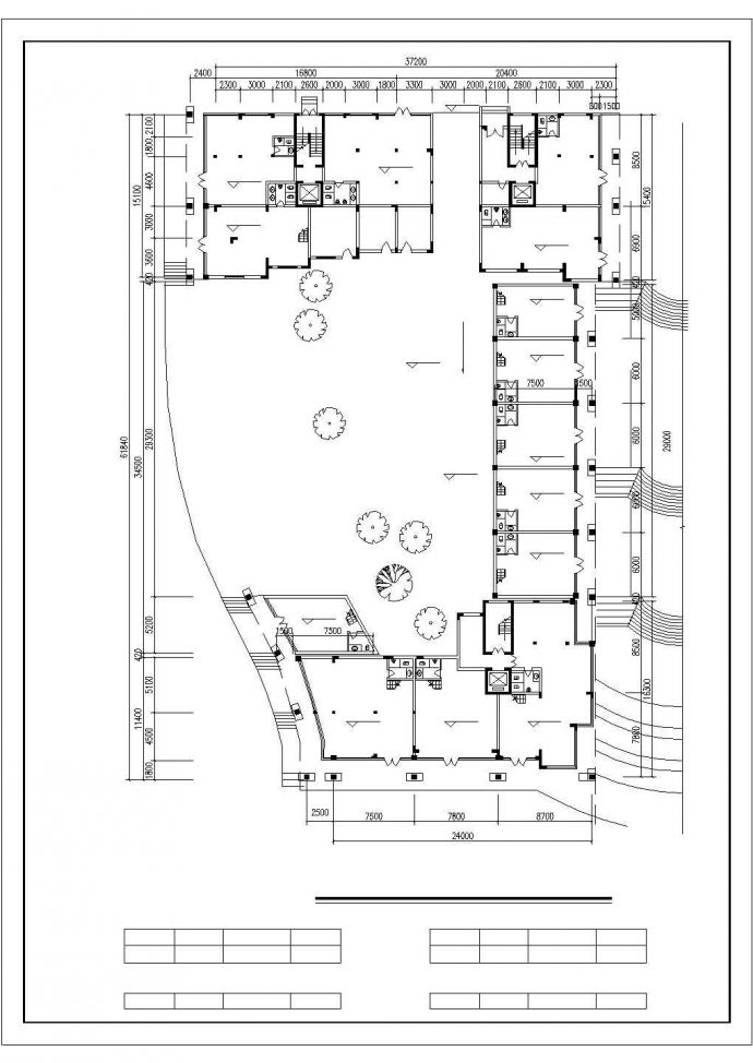 9700平米11层框架结构商住楼平立剖面设计CAD图纸（1-2层商用）_图1