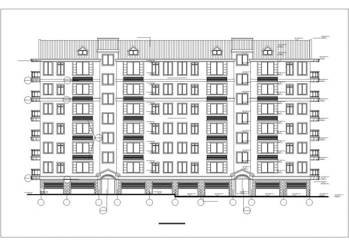 占地486平米6层砖混住宅楼建筑设计CAD图纸（含阁楼和架空层）_图1