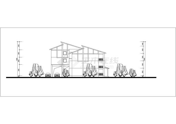 1200平米三层框架结构组合式别墅楼平立剖面设计CAD图纸-图一