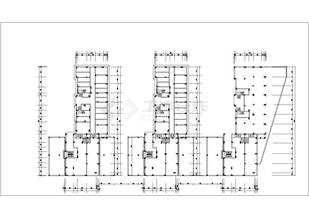 1.8万平米四栋框混结构连排商住楼平立剖面设计CAD图纸（1-2层商用）-图二