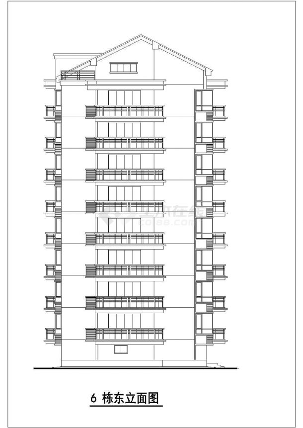 3900平米8层框架结构住宅楼平立面设计CAD图纸（含阁楼和架空层）-图一