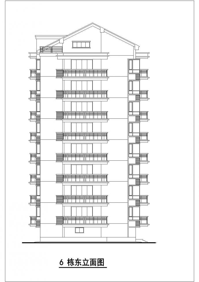 3900平米8层框架结构住宅楼平立面设计CAD图纸（含阁楼和架空层）_图1