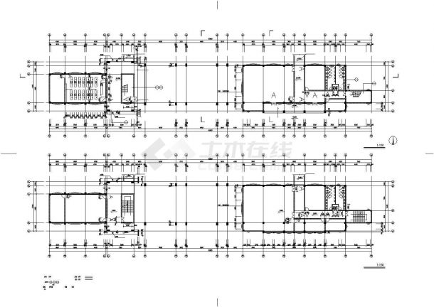 5层中学的图书馆建筑施工平面CAD参考详细图-图二