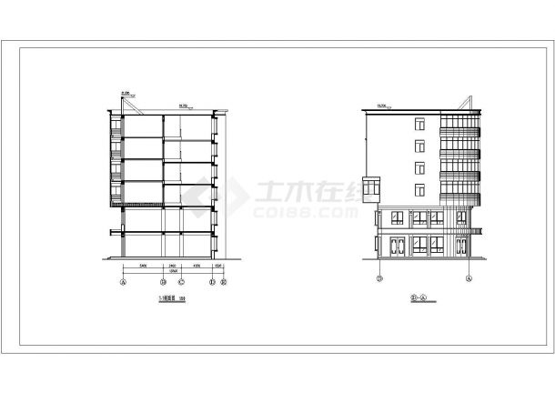 南京某小区5400平米五层框混结构商住楼建筑设计CAD图纸（1-2层商用）-图一
