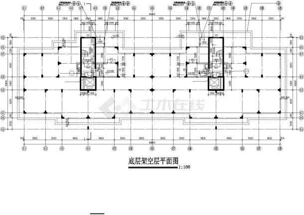 8500平米12层框架结构住宅楼平立剖面设计CAD图纸（含天面层和架空层）-图一