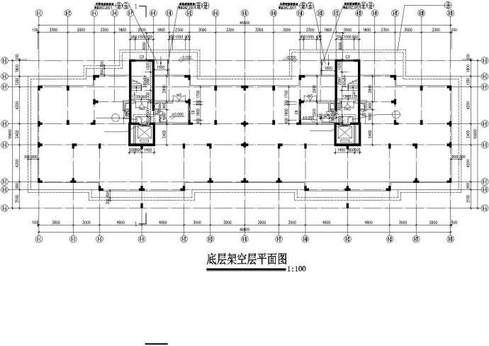 8500平米12层框架结构住宅楼平立剖面设计CAD图纸（含天面层和架空层）_图1