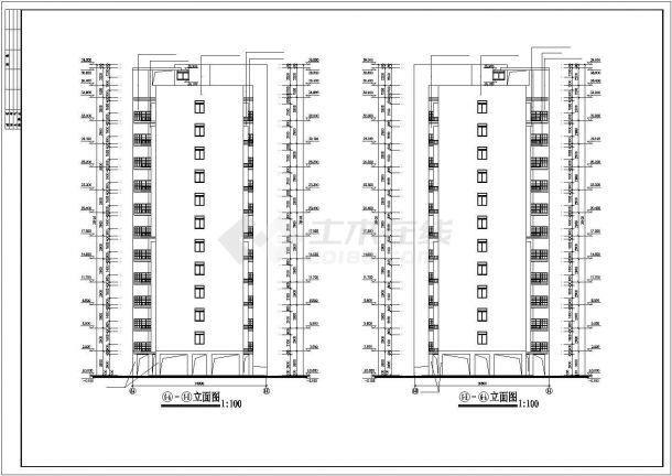8500平米12层框架结构住宅楼平立剖面设计CAD图纸（含天面层和架空层）-图二