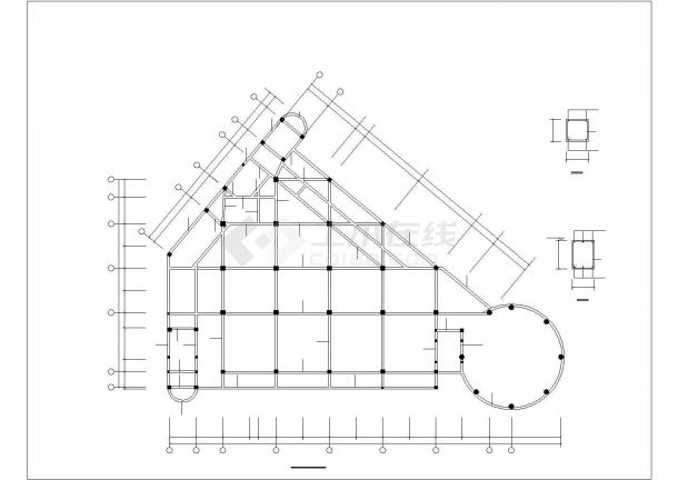 太原市某现代化社区4层框架结构居民活动会所结构设计CAD图纸-图一