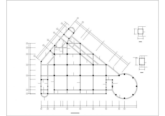 太原市某现代化社区4层框架结构居民活动会所结构设计CAD图纸_图1