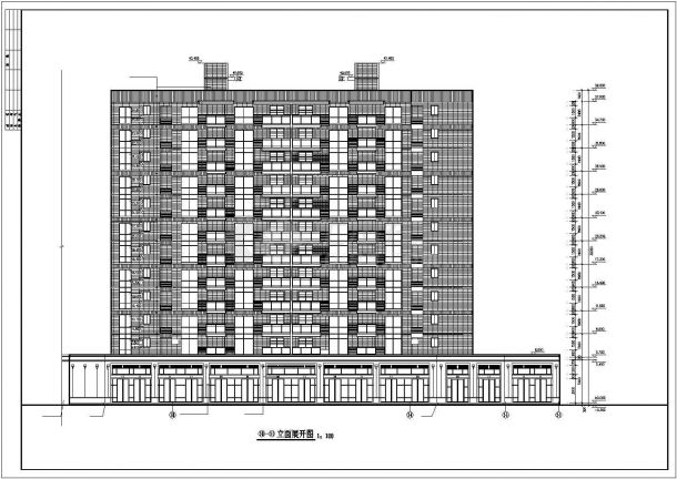 11层框架机构住宅楼平立剖面设计CAD图纸（含跃层和地下室/1层商用）-图一