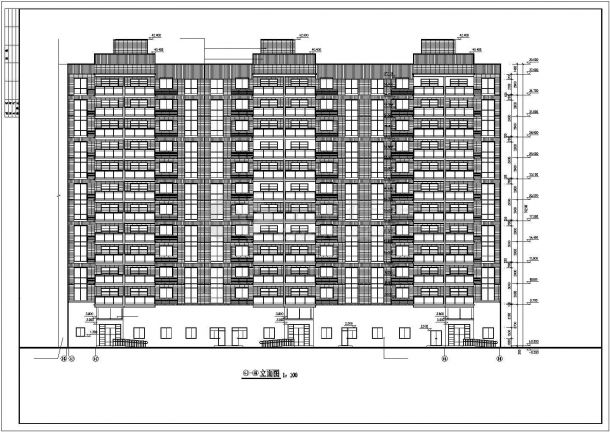 8千平米11+1层框架结构住宅楼平立剖面设计CAD图纸（含跃层/底层商铺）-图一