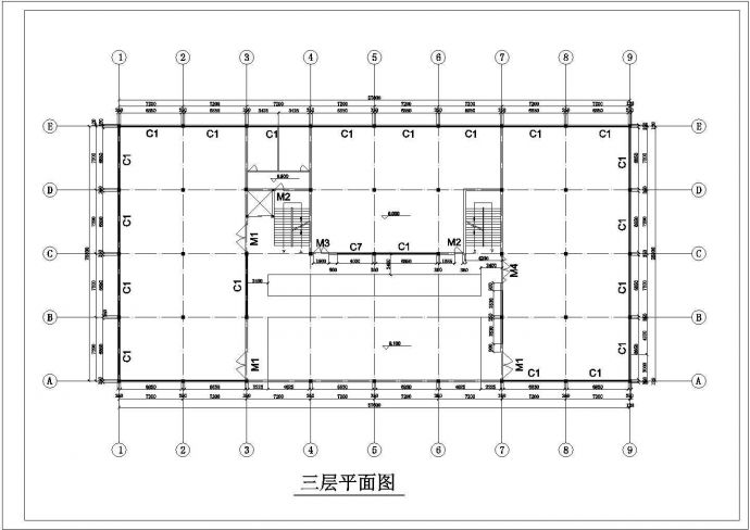 长57.6米 宽28.8米 四层大学图书馆建筑设计图_图1