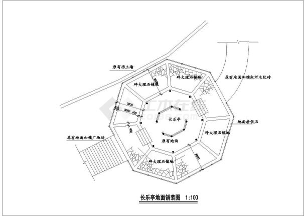 深圳农业现代化示范区景观施工图-长乐亭改造平面-图一