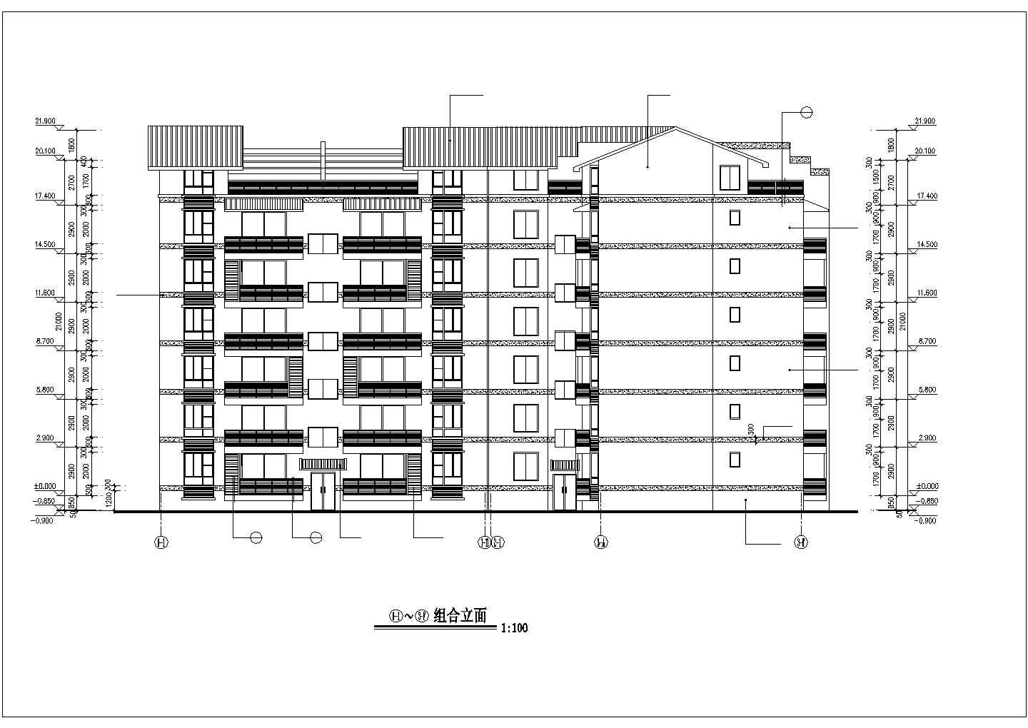 某小区3100平米6层砖混结构民居咯全套平立剖面设计CAD图纸