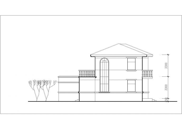 某别墅区2层框架结构双拼别墅平立剖面设计CAD图纸（每户190平米）_图1