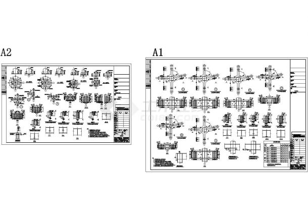 钢框架节点构造详图CAD施工图设计-图一