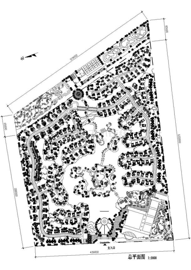 别墅区规划设计总平面CAD图-图二