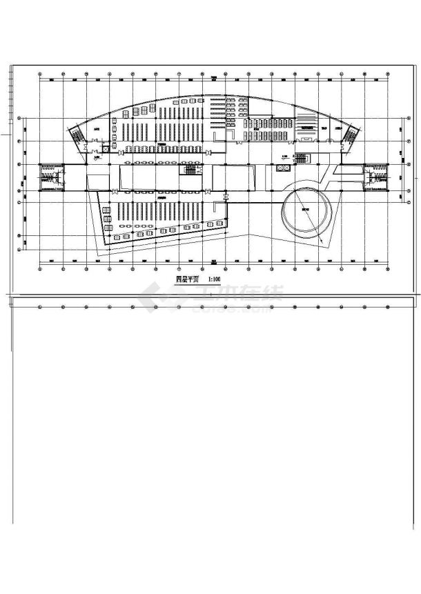 某五层学校图书馆建筑设计CAD图纸-图二