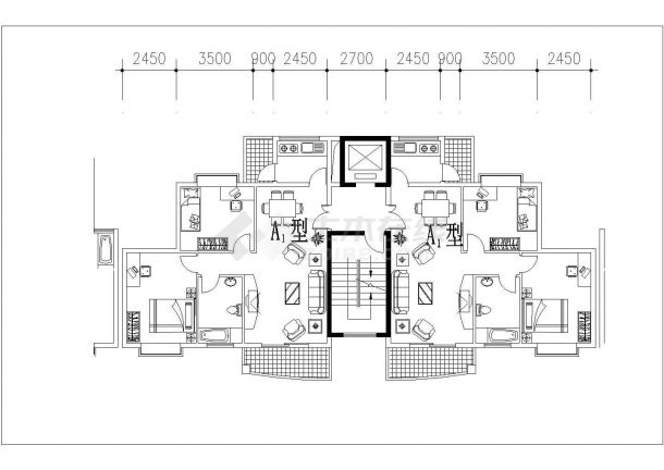 泉州某新建小区80-95平米2室2厅1卫户型设计CAD图纸-图一
