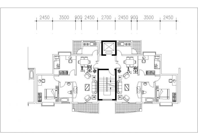 泉州某新建小区80-95平米2室2厅1卫户型设计CAD图纸_图1