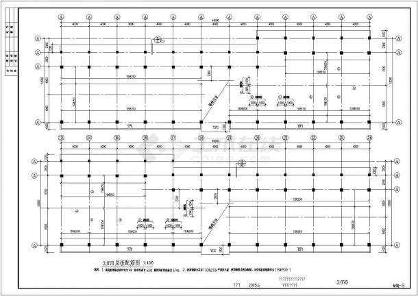 某框架结构三层管理用房设计cad详细结构施工图纸-图一