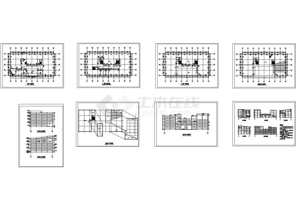 四层大学图书馆建筑设计图（dwg格式）-图二