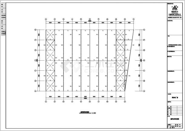 某跨度42米单层单山单跨门式钢架厂房设计cad全套结构施工图（含设计说明，含建筑设计）-图一