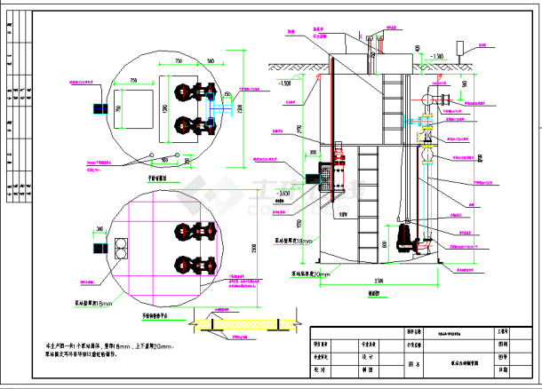 1000T/D玻璃钢一体化提升泵站详细cad施工图纸（电控柜控制说明，标注详细）-图二
