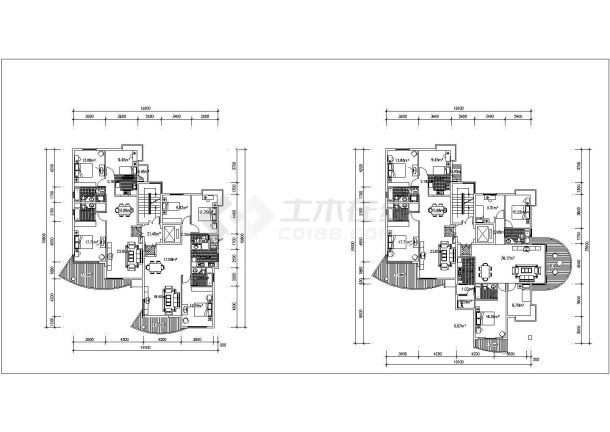 长沙橡树湾小区79-134平米八套经典户型设计CAD图纸-图一