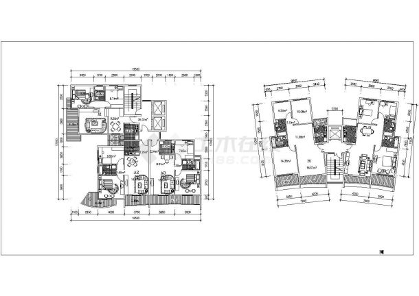 长沙橡树湾小区79-134平米八套经典户型设计CAD图纸-图二