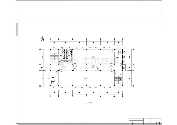 3088㎡三层框架图书馆建筑施工cad图，共十三张-图二