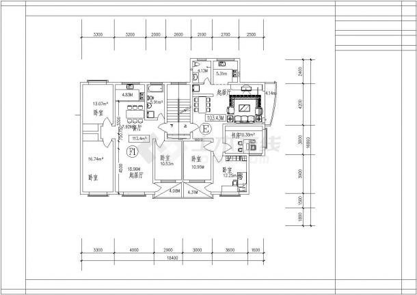 典型建筑面积100至110平米的住宅户型设计cad平面方案图-图二