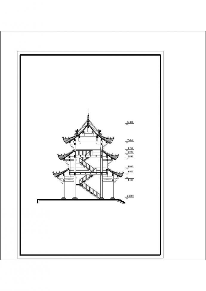 某地区寺庙古建筑设计CAD图_图1