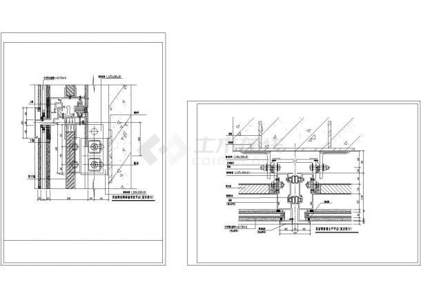 某玻璃幕墙水平、垂直节点图（固定部分）-图一